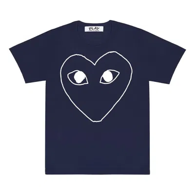 Comme Des Garçons Play Comme Des Garcons Play White Love Printing Short Sleeve Navy Blue