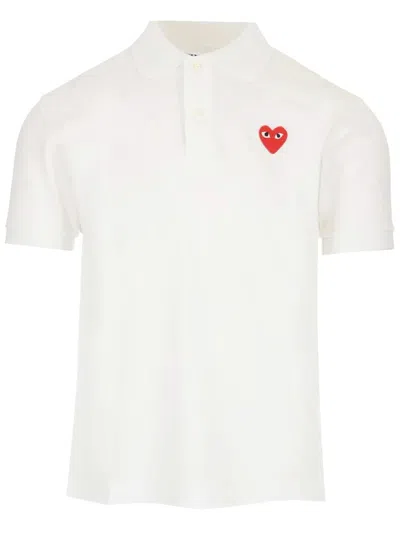 Comme Des Garçons Play White Piquet Polo Shirt