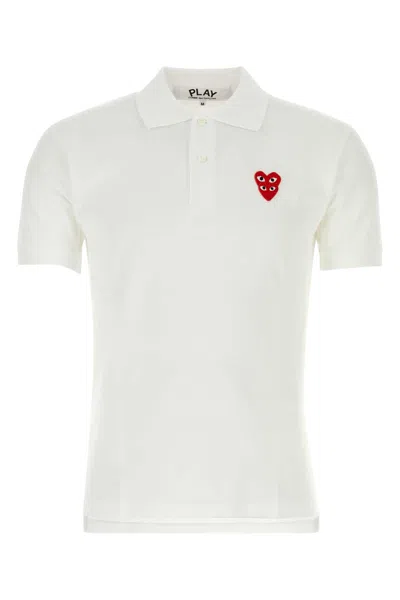 Comme Des Garçons Play White Piquet Polo Shirt