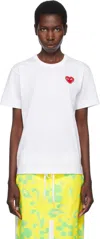 Comme Des Garçons Play White Rhinestone Emblem Red Heart T-shirt