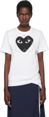 Comme Des Garçons Play White Stud Print Black Heart T-shirt