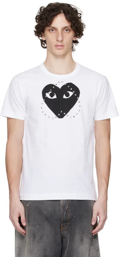 Comme Des Garçons Play T-shirt Print Black X Studs In White