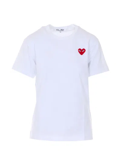 Comme Des Garçons Play Heart Patch Logo T-shirt In White