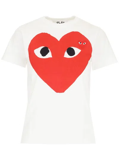 Comme Des Garçons Play White T-shirt With Big Red Heart