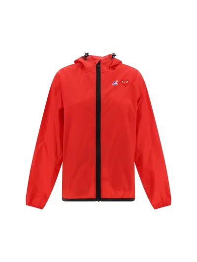 Comme Des Garçons Play Windproof Jacket In Red