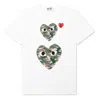 Comme Des Garçons Play Comme Des Garcons Play White Camo Double Heart T-shirt In White