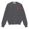 Comme Des Garçons Play Heart Patched Buttoned Cardigan In Gray