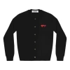Comme Des Garçons Play Black Double Heart Patch Cardigan In Black
