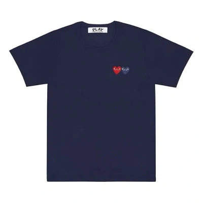 Comme Des Garçons Play (wmns) Comme Des Garcons Play Double Hearts Logo Tee 'navy'