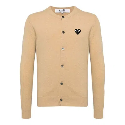 Comme Des Garçons Play (wmns) Comme Des Garcons Play Fw25 Black Emblem Cardigan 'beige' In Brown
