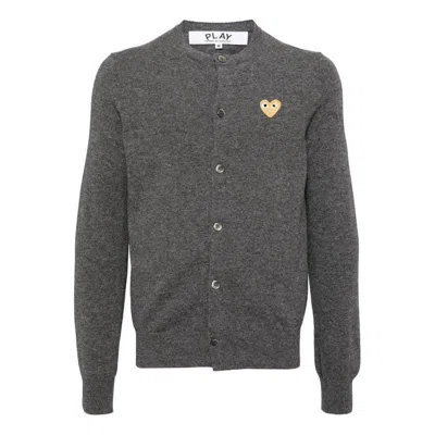 Comme Des Garçons Play (wmns) Comme Des Garcons Play Fw25 Gold Heart Cardigan 'grey' In Gray