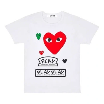 Comme Des Garçons Play (wmns) Comme Des Garcons Play Fw25 Red Multi Logo Short-sleeve T-shirt 'white'