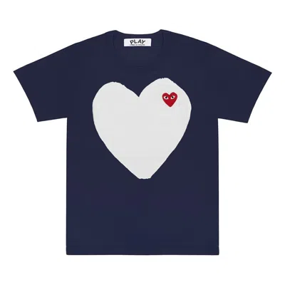 Comme Des Garçons Play (wmns) Comme Des Garcons Play Large Heart Logo Tee 'navy White' In Blue