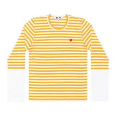 Comme Des Garçons Play (wmns) Comme Des Garcons Play L/s Bi-colour Stripe White Sleeve T-shirt 'yellow White'