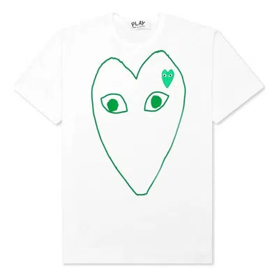 Comme Des Garçons Play (wmns) Comme Des Garcons Play Outlined Heart Logo Tee 'white Green'