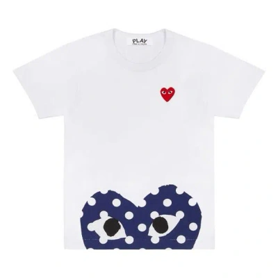 Comme Des Garçons Play (wmns) Comme Des Garcons Play Polka Dot Half Heart Tee 'white Blue'