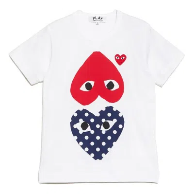 COMME DES GARÇONS PLAY (WMNS) COMME DES GARCONS PLAY POLKA DOT UPSIDE DOWN TEE 'WHITE RED NAVY'