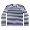Comme Des Garçons Play Striped Cotton Jersey T-shirt In Blue
