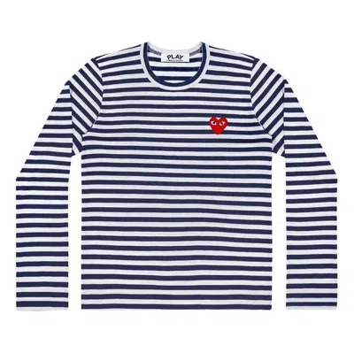 Comme Des Garçons Play (wmns) Comme Des Garcons Play Stripe Small Logo Long Sleeves Tee 'blue White'