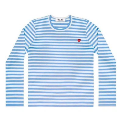 Comme Des Garçons Play (wmns) Comme Des Garcons Play Striped Long Sleeves Tee 'blue' In Multi