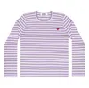 Comme Des Garçons Play (wmns) Comme Des Garcons Play Striped Mini Logo Long Sleeves Tee 'purple White' In Multi