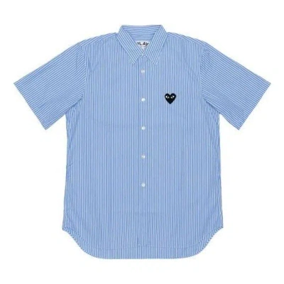 Comme Des Garçons Play (wmns) Comme Des Garcons Play Striped Short Sleeve Shirt Black Emblem 'blue'
