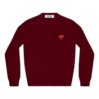 Comme Des Garçons Play (wmns) Comme Des Garcons Play V-neck L/s T-shirt Red Emblem 'burgundy'