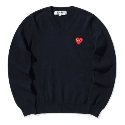 Comme Des Garçons Play (wmns) Comme Des Garcons Play V-neck L/s T-shirt Red Emblem 'navy'