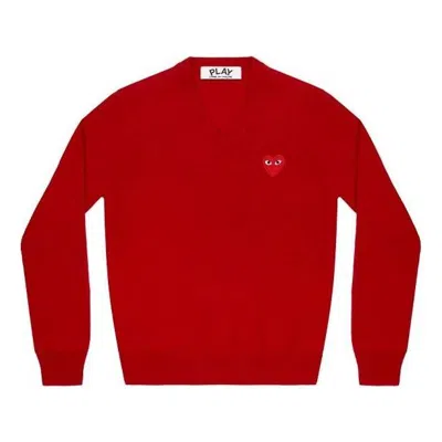 Comme Des Garçons Play (wmns) Comme Des Garcons Play V-neck L/s T-shirt Red Emblem 'red'