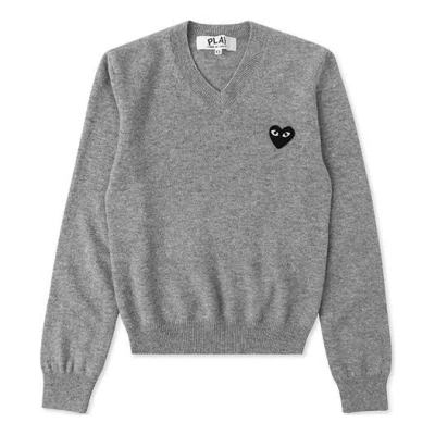 Comme Des Garçons Play (wmns) Comme Des Garcons Play V-neck Pullover Black Heart 'grey' In Gray