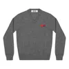 Comme Des Garçons Play (wmns) Comme Des Garcons Play V-neck Pullover Double Emblem 'grey' In Gray