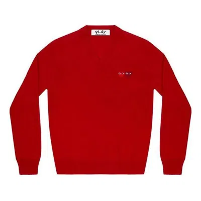 Comme Des Garçons Play (wmns) Comme Des Garcons Play V-neck Pullover Double Emblem 'red'