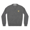 Comme Des Garçons Play (wmns) Comme Des Garcons Play V-neck Pullover Gold Emblem 'grey' In Gray