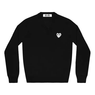 Comme Des Garçons Play (wmns) Comme Des Garcons Play V-neck Pullover White Emblem 'black'