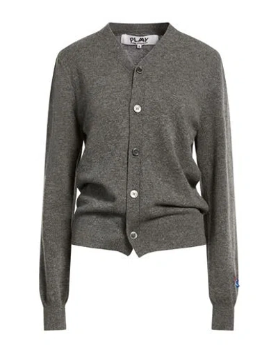 Comme Des Garçons Play Woman Cardigan Grey Size L Wool In Gray