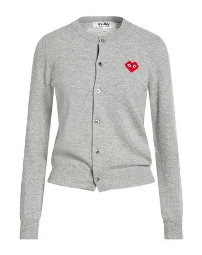 Comme Des Garçons Play Woman Cardigan Light Grey Size S Wool In Gray