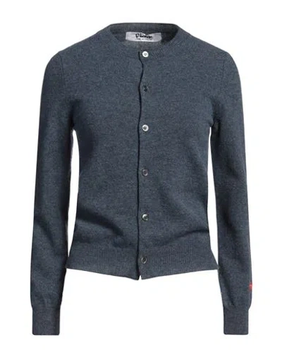 Comme Des Garçons Play Mélange-effect Wool Cardigan In 1 Navy