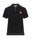 Comme Des Garçons Play Heart Embroidered Polo Collar Short Sleeves In Black