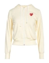 Comme Des Garçons Play Heart Logo Patch Zip-up Hoodie In Yellow