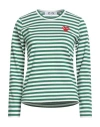 Comme Des Garçons Play Striped Red Heart Long-sleeve Shirt In Green