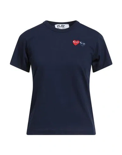Comme Des Garçons Play Woman T-shirt Navy Size L Cotton In Blue