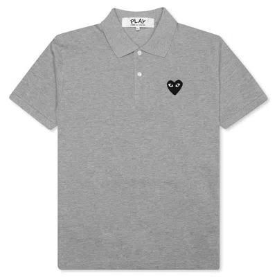 Pre-owned Comme Des Garçons Play Women's Black Emblem Polo Shirt In Grey