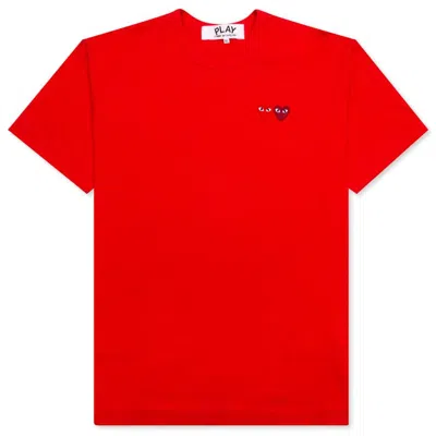 Pre-owned Comme Des Garçons Play Women's Double Hearts T-shirt In Red