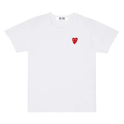 Pre-owned Comme Des Garçons Play Women's Double Red Heart T-shirt In White