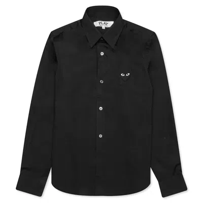 Pre-owned Comme Des Garçons Play Women's Emblem Button Up Shirt In Black