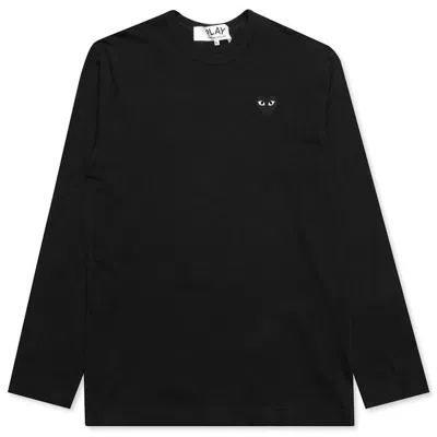 Pre-owned Comme Des Garçons Play Women's Emblem Long Sleeve T-shirt In Black