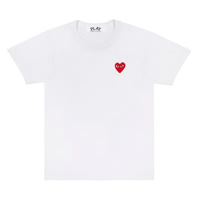 Pre-owned Comme Des Garçons Play Women's Embroidered Red Heart T-shirt In White