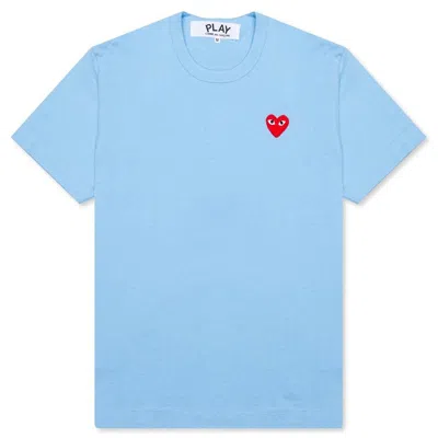 Pre-owned Comme Des Garçons Play Women's Pastelle Red Emblem T-shirt In Blue