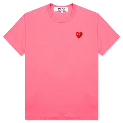Pre-owned Comme Des Garçons Play Women's Pastelle Red Emblem T-shirt In Pink