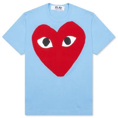 Pre-owned Comme Des Garçons Play Women's Pastelle Red Heart T-shirt In Blue